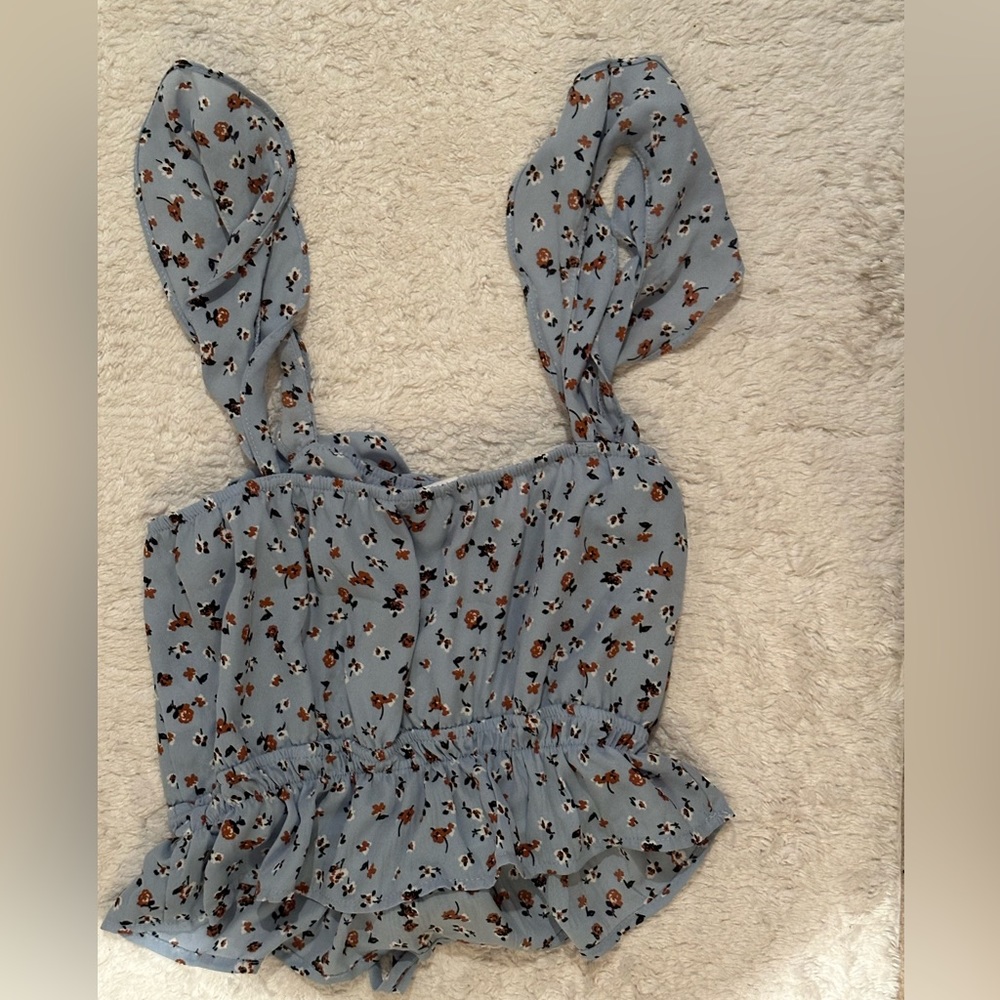 Babydoll Floral Flutter Sleeve Top